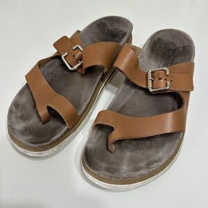 Mephisto Helen Leather Slide Sandals Womens 10 (EU 41) Tan Brown Boho Comfort